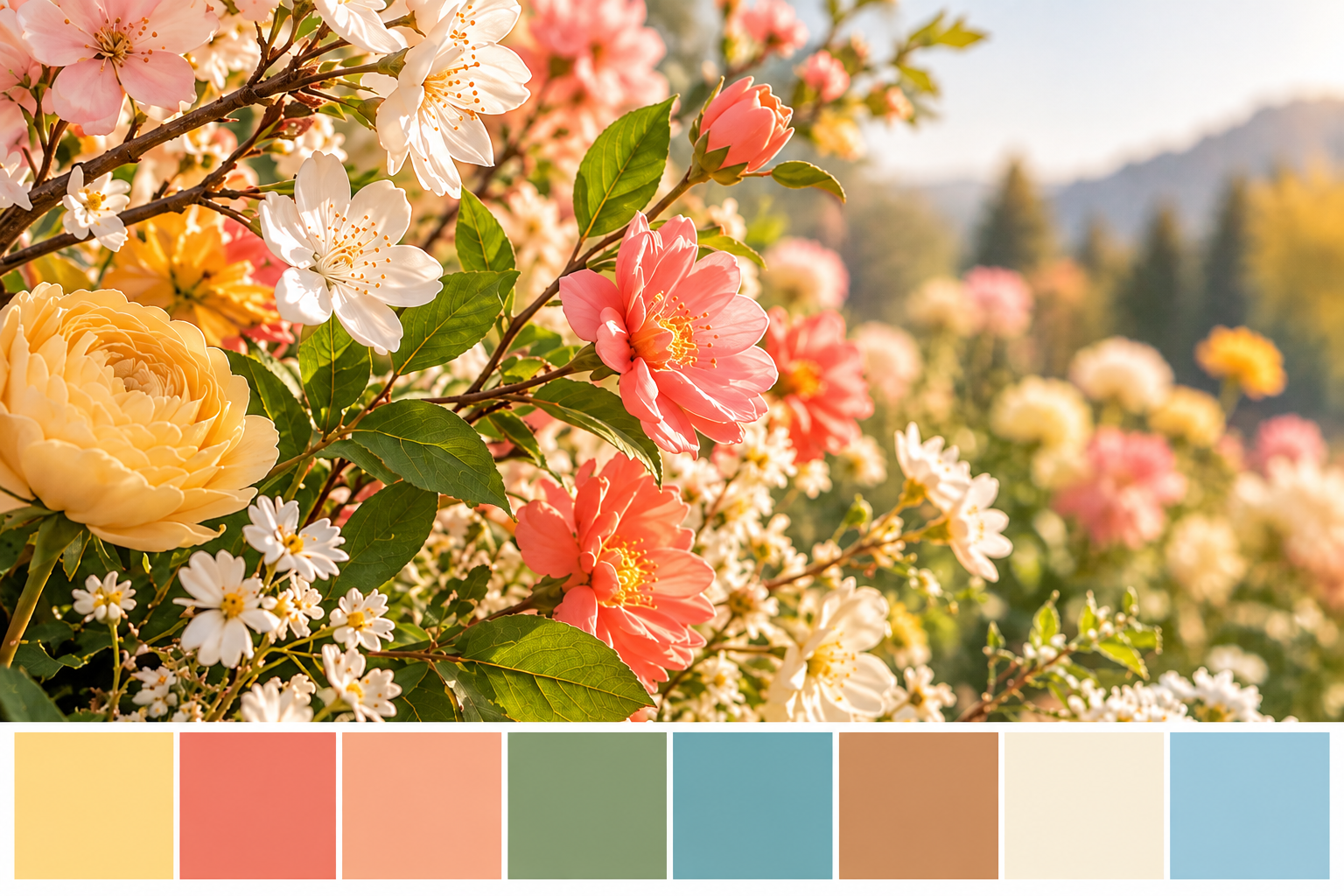 Natureza e paleta cromática de Primavera