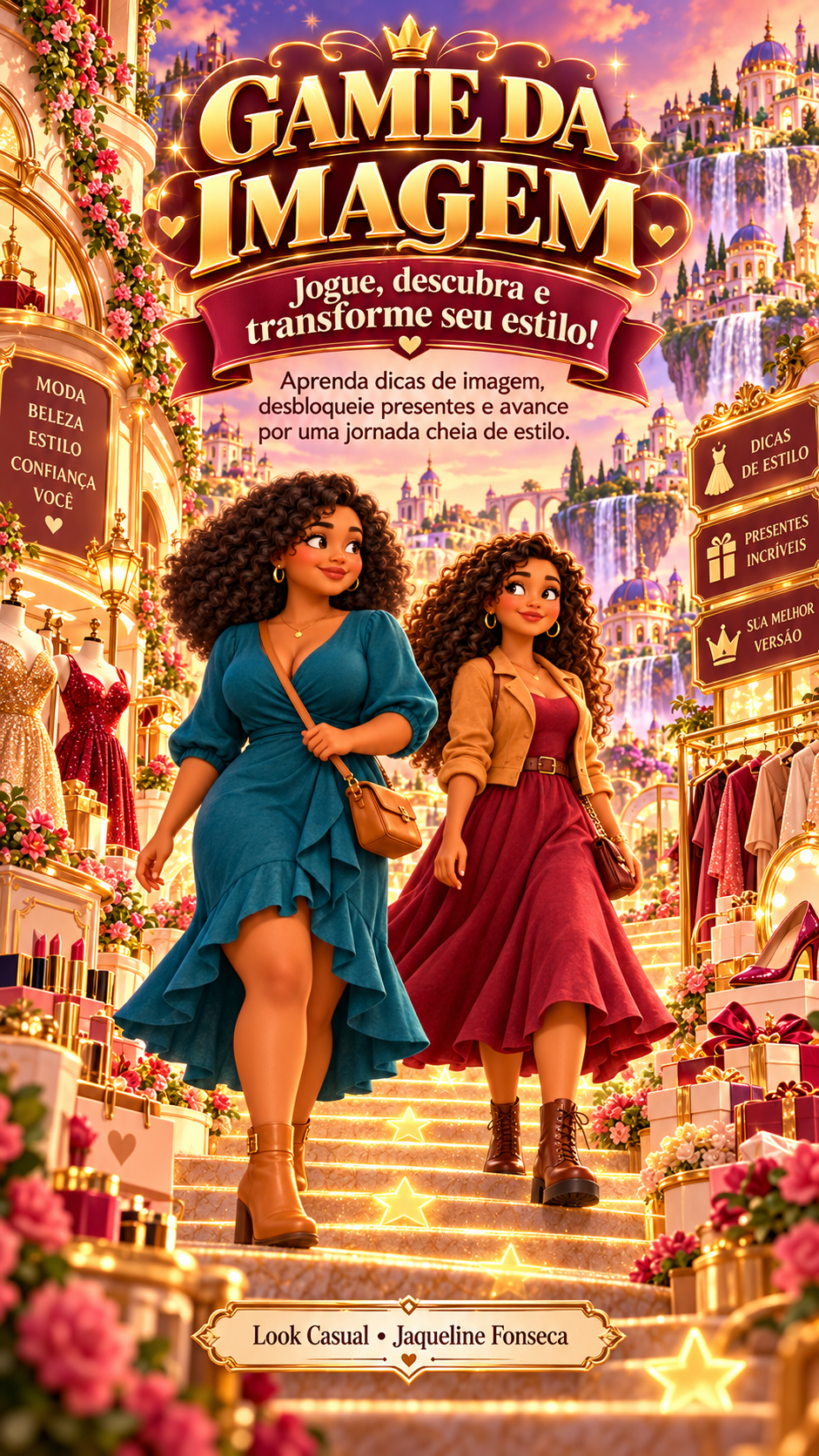 Game da Imagem, da Look Casual e Jaqueline Fonseca. Duas personagens em uma aventura de moda e estilo com 20 fases, desafios e recompensas.